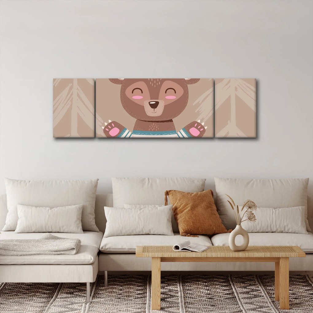 Obraz - Miś w koszulce w paski (170x50 cm)