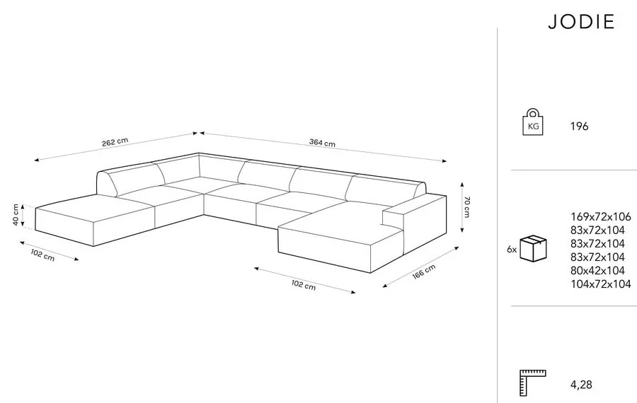Beżowy narożnik (lewostronny) z materiału bouclé Jodie – Micadoni Home