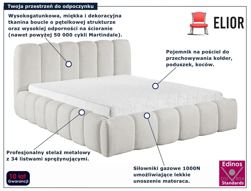 Jasnoszare łóżko tapicerowane chmurka C2-N08