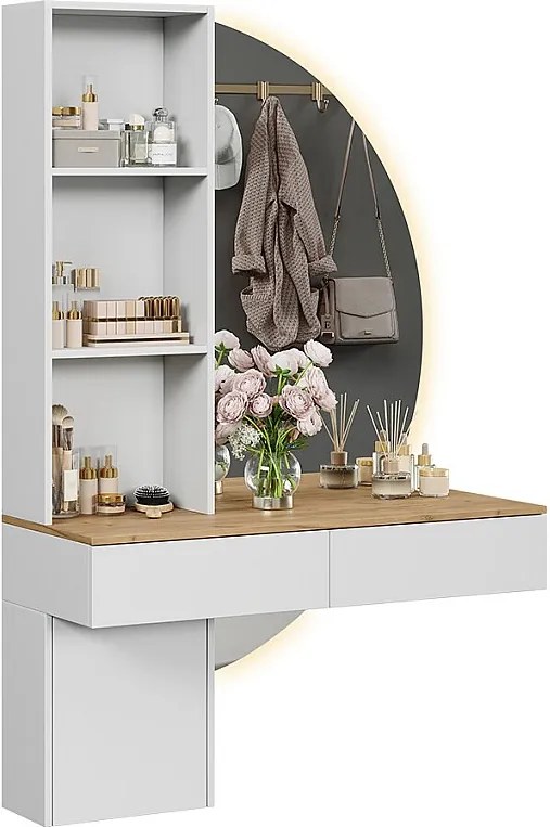 Stolik do przebierania biały/dąb 100x40x155 melora