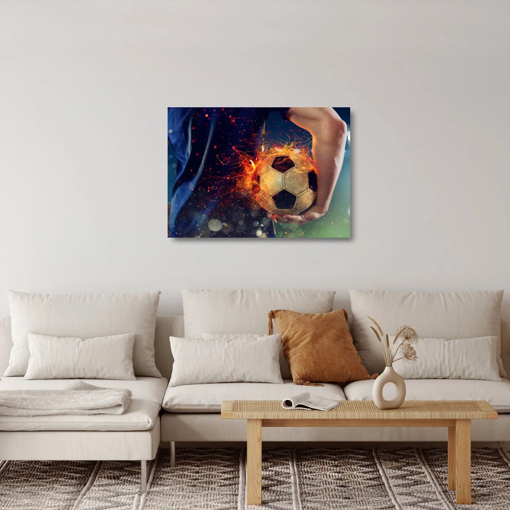 Obraz na szkle - Piłka w ogniu (70x50 cm)