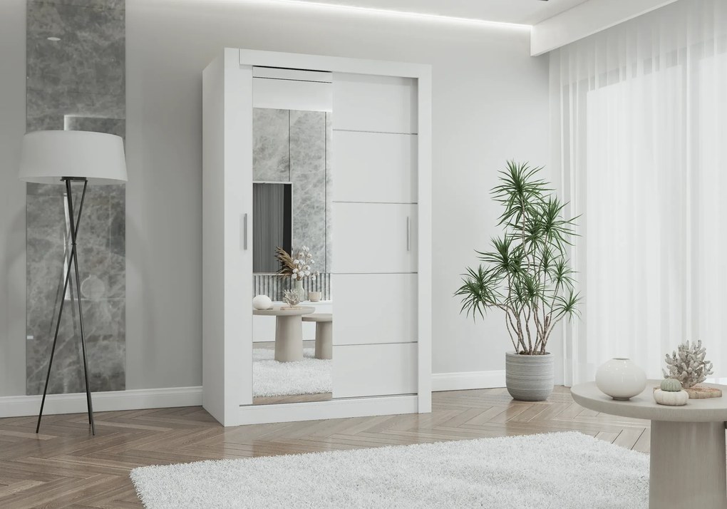 Szafa przesuwna LYON z lustrem 120 cm biały