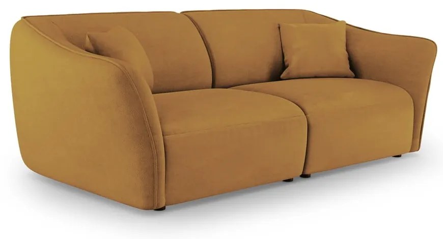 Musztardowa sofa z materiału bouclé 206 cm Tokyo – Cosmopolitan Design