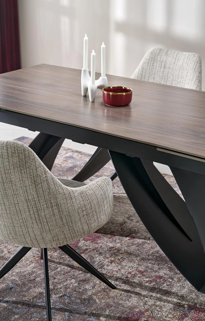 Stół Rozkładany Spiek 180-260/90/75/125 blat orzechowy nogi czarne HILARIO