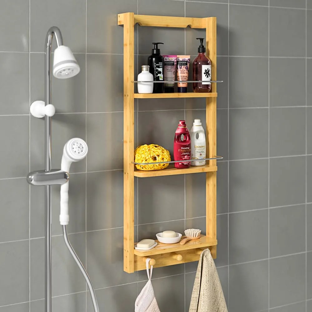 Casaria Półka łazienkowa BAMBOO, 28,5x10x70cm, 3 półki, brązowa