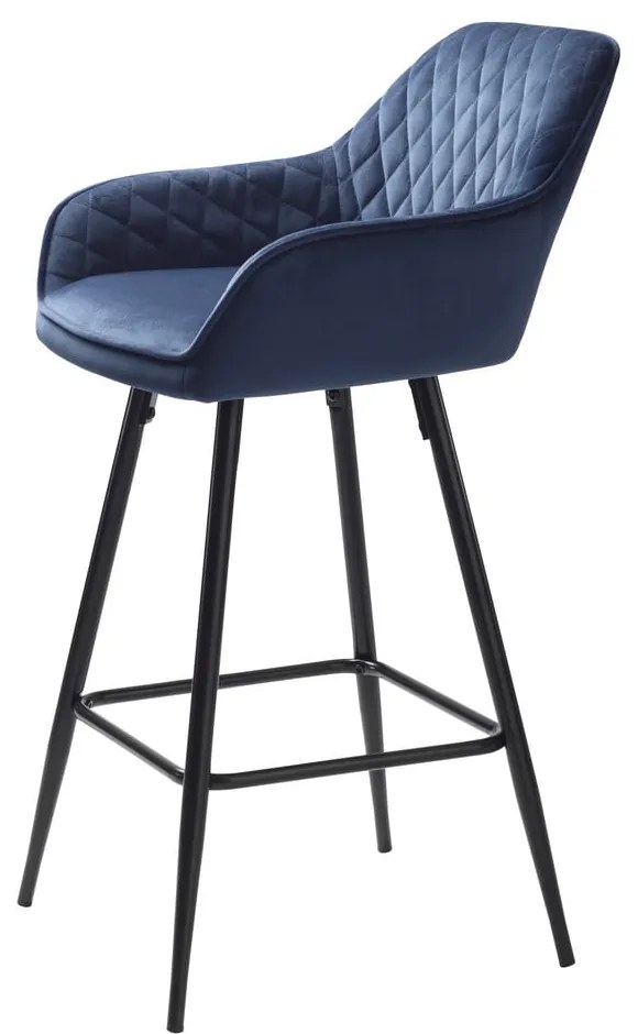 Niebieski aksamitny hoker (wysokość siedziska 67 cm) Milton – Unique Furniture