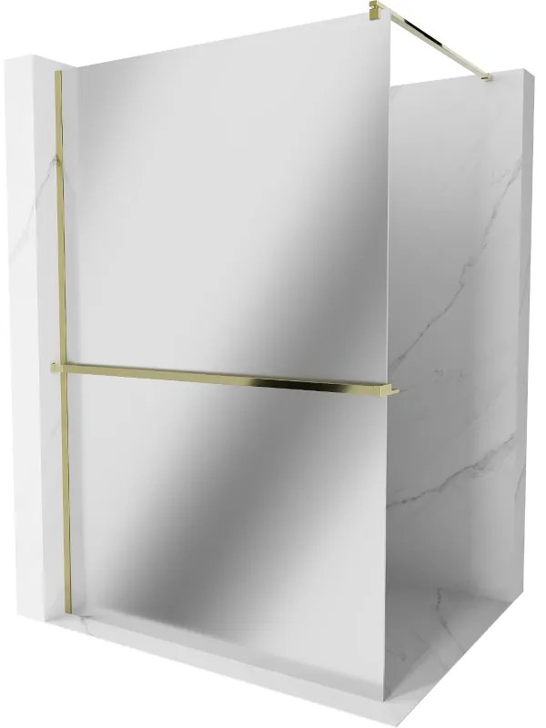 Mexen Kioto+ ścianka prysznicowa z półką Walk-in 70 x 200 cm, lustro, złota - 800-070-121-50-50
