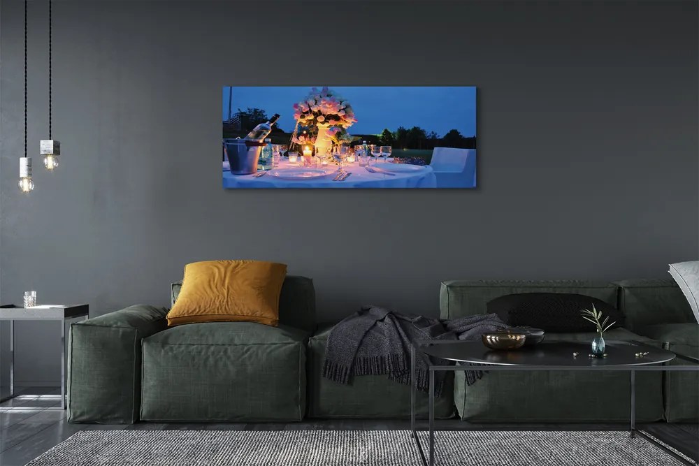 Fotoobraz na płótnie Kwiatowa Kolacja przy Winie