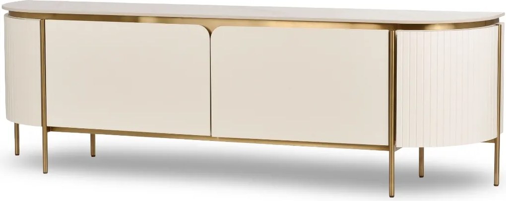 Zaokrąglona szafka RTV glamour Stilig ST120 w kolorze ecru