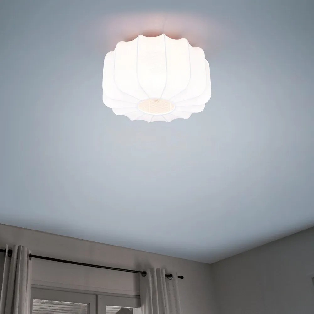 Biała metalowa lampa sufitowa z tekstylnym kloszem ø 40 cm Madleine – Reality