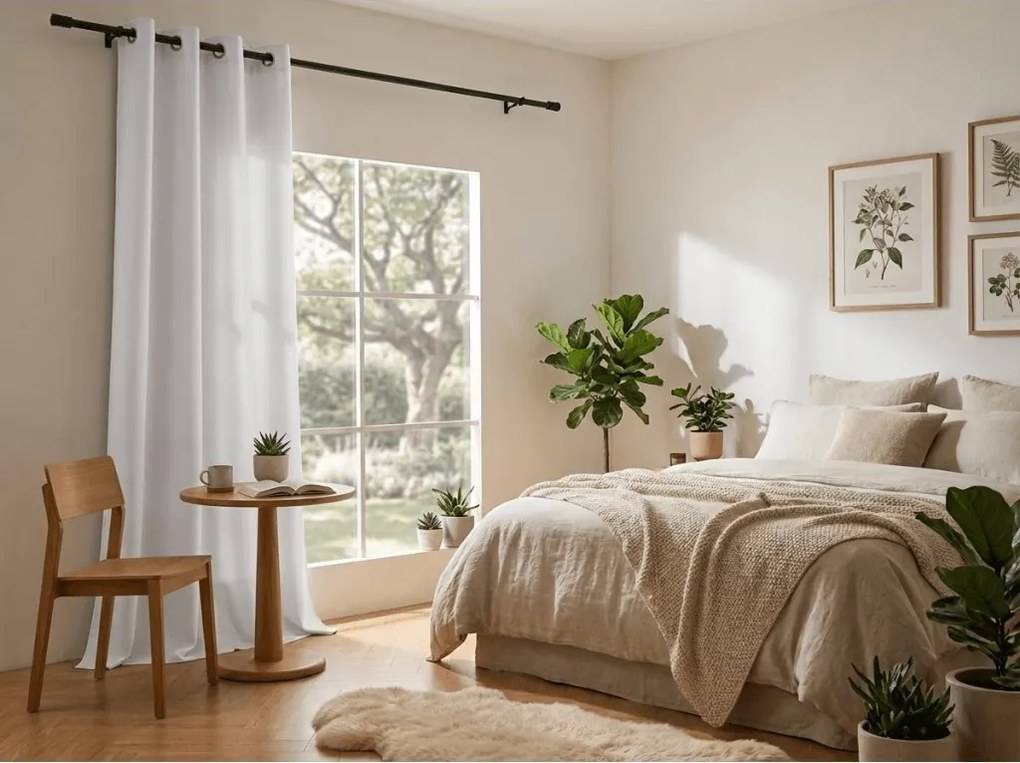 Zasłona OXFORD LIGHT 140x250 cm, biała Zawieszanie: Taśma z wiązaniami