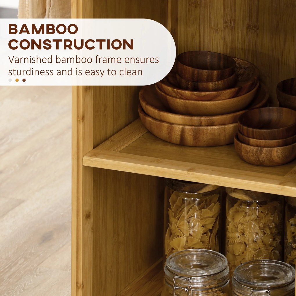 HOMCOM Wózek kuchenny z szufladą szafką półkami uchwytem na ręcznik Drewno naturalne Wielofunkcyjny | Aosom PL