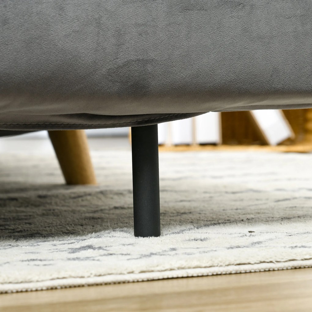 HOMCOM Sofa welurowa szara z 2 poduszkami wygodna kanapa 130x78x79 cm do salonu | Aosom PL