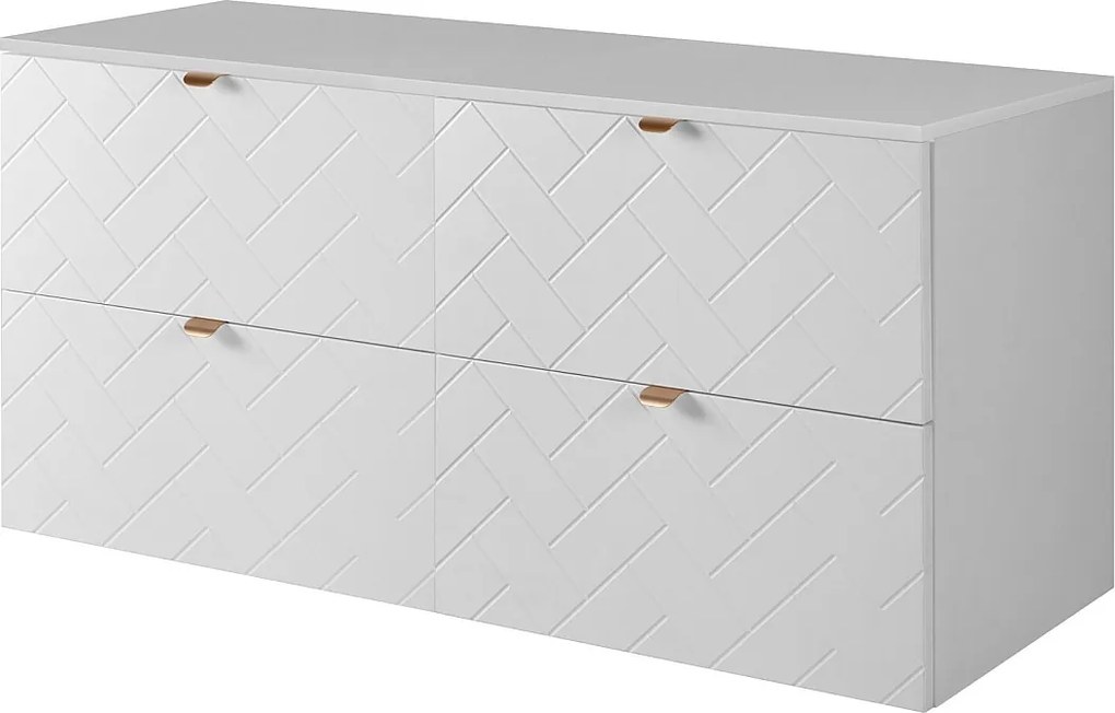 Meble łazienkowe, Biały Mat, 120 x 57 x 46 cm, złote uchwyty