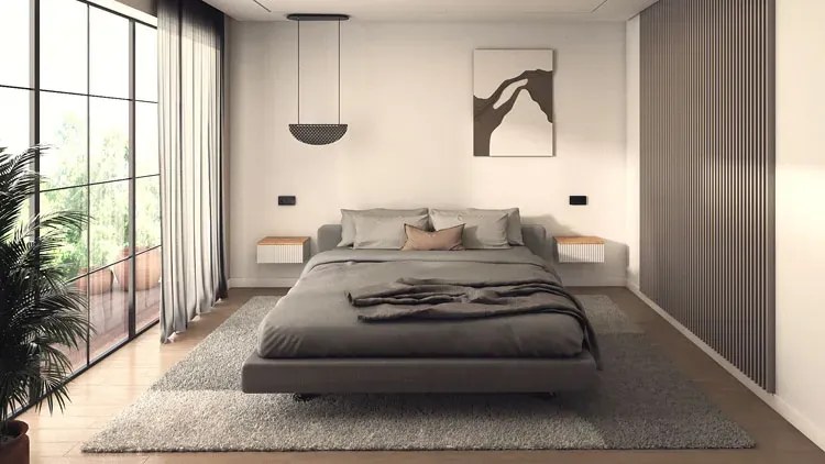 Nowoczesna szafka nocna na ścianę biały + dąb craft R5-L28