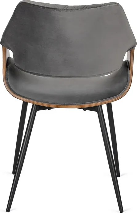 Zestaw Stół Rozkładany Ceramiczny LIZBONA 160-200 cm Czarny/Orzech i 4 Krzesła DAKOTA Szare/Orzech