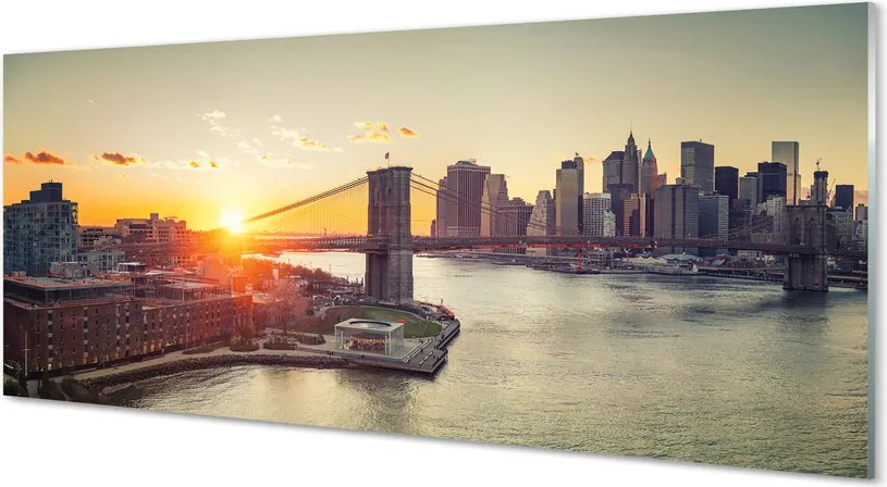 Panel szklany do Kuchni Wschód Słońca nad Mostem Rzecznym