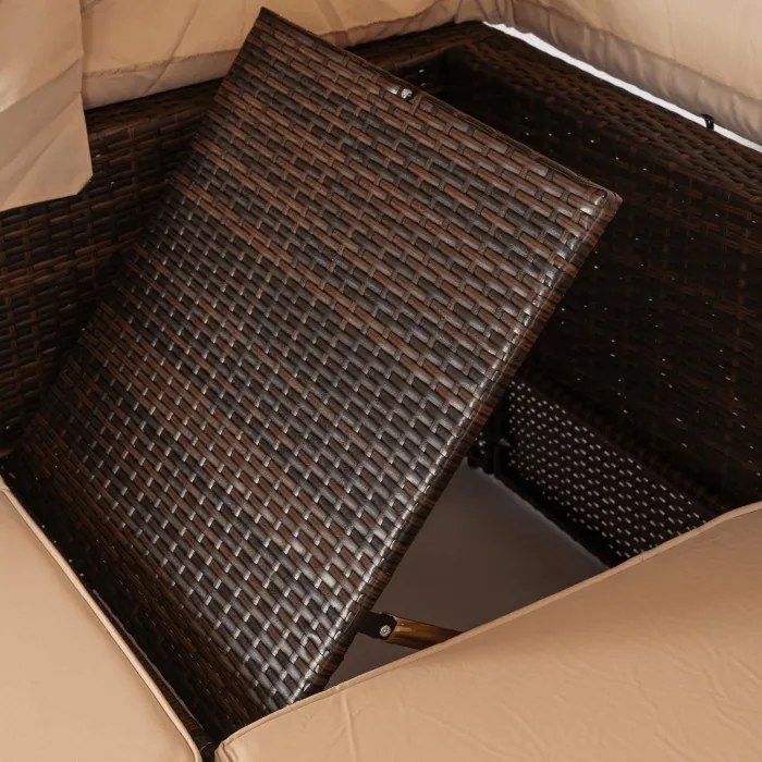 Zestaw Mebli Ogrodowych CALIENTE Modułowy Sofa 2x Fotel Stolik Tarasowy Brązowy/Beżowy Technorattan Nowoczesny