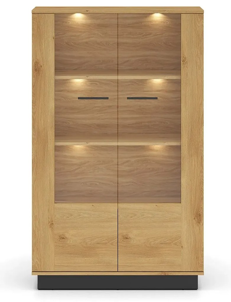 Witryna niska BRONX 2D 92cm dąb/czarna ML MEBLE