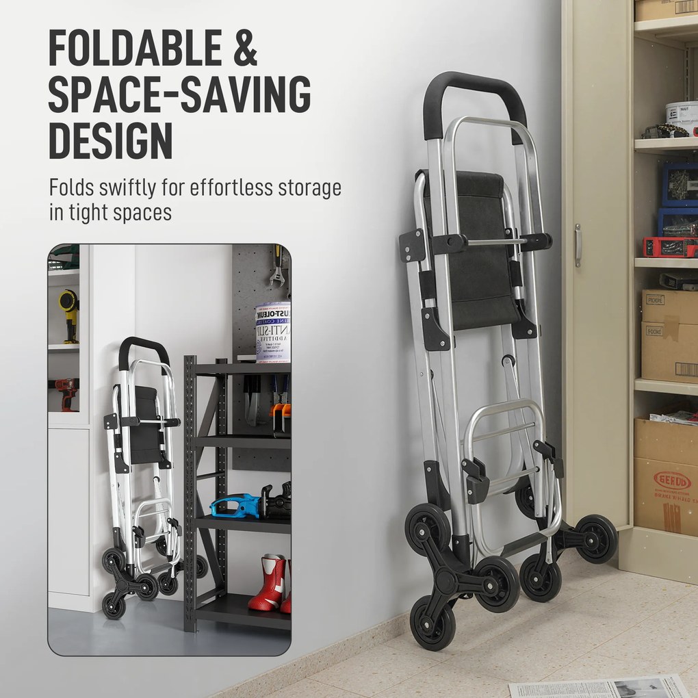 HOMCOM wózek zakupowy, 40 L torba Oxford, konstrukcja 3-kółkowa, aluminiowa rama, siedzisko, szary