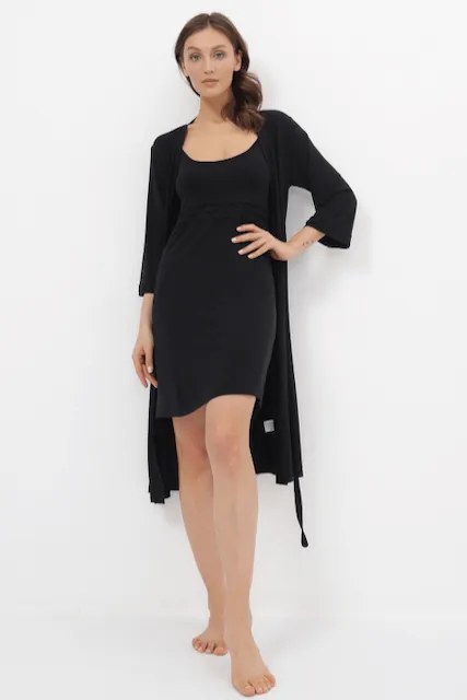 Koszula nocna damska ERICA ze szlafrokiem Różowy M