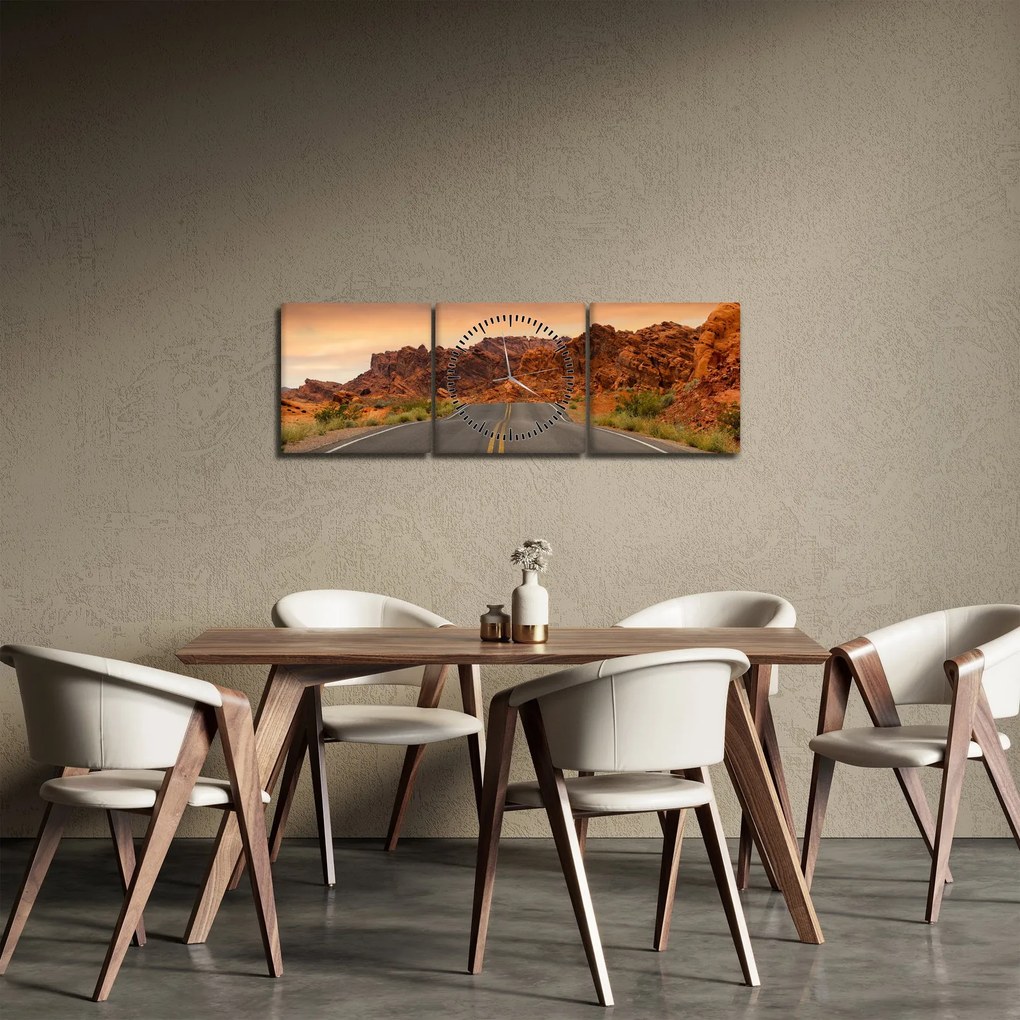 Obraz drogi w górach (z zegarem) (90x30 cm)