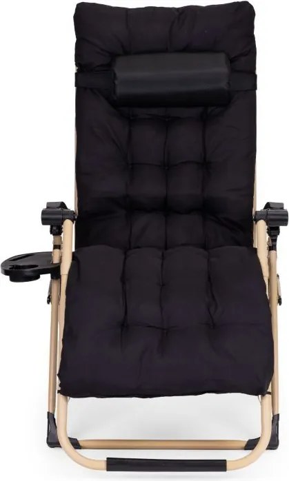 Regulowany leżak ogrodowy, składany, z poduszką Corsica 009, czarny/złoty