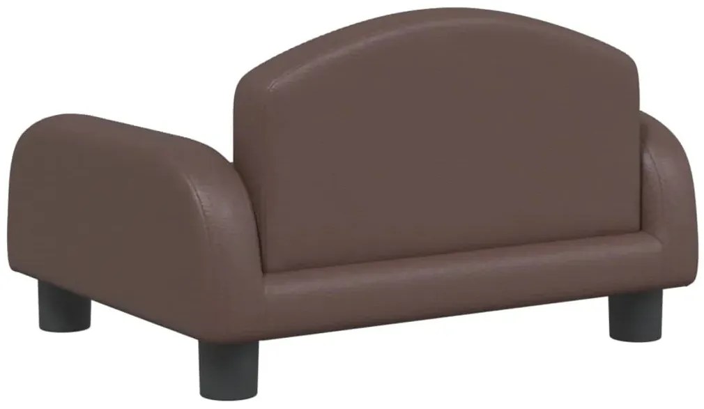 Brązowa sofa dla chłopca ze sztucznej skóry A1-N22