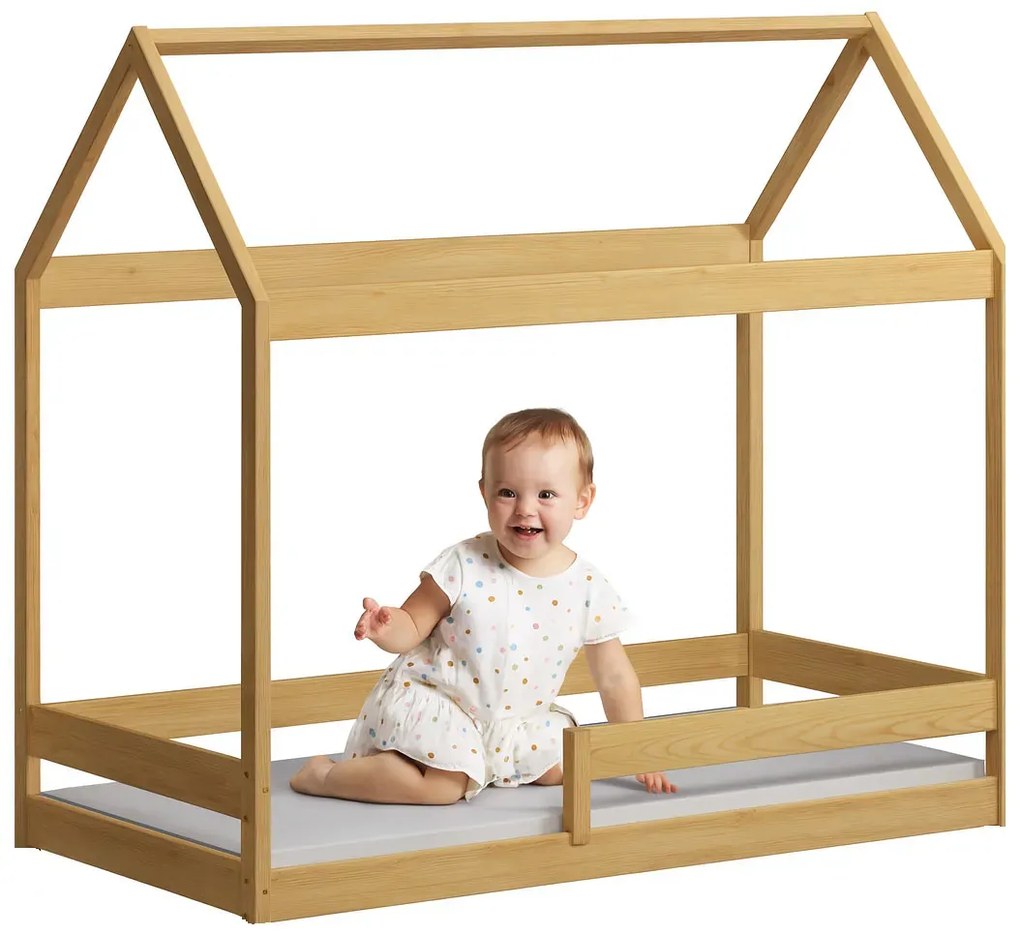 Skandynawskie drewniane łóżko z materacem, sosna Z4-W40