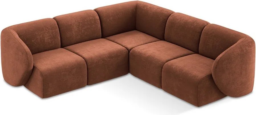 Narożnik z tkaniny szenilowej w kolorze terakoty Lani – Makamii