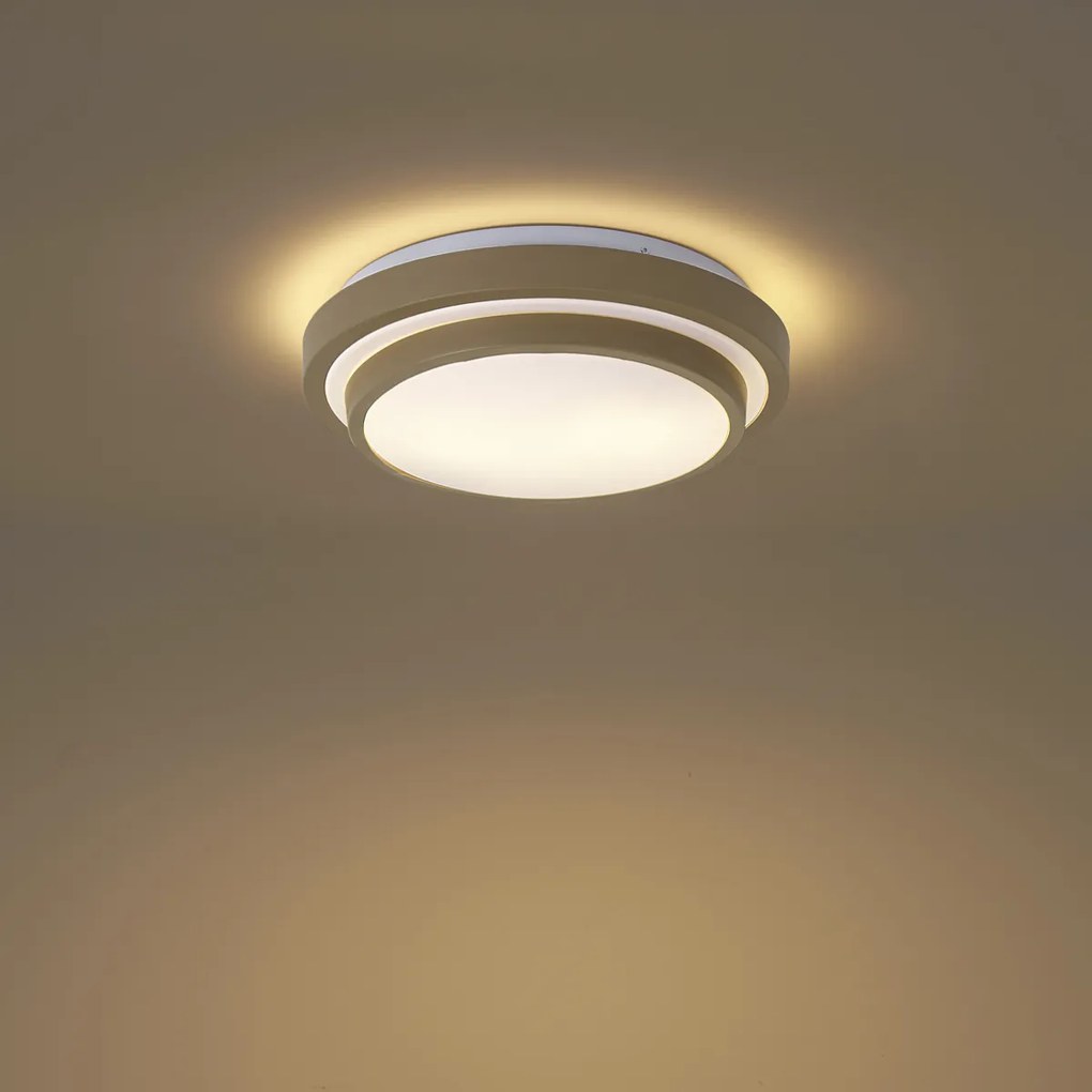 Nowoczesna lampa sufitowa taupe z białym 34cm 2-punktowa IP44 - Walden