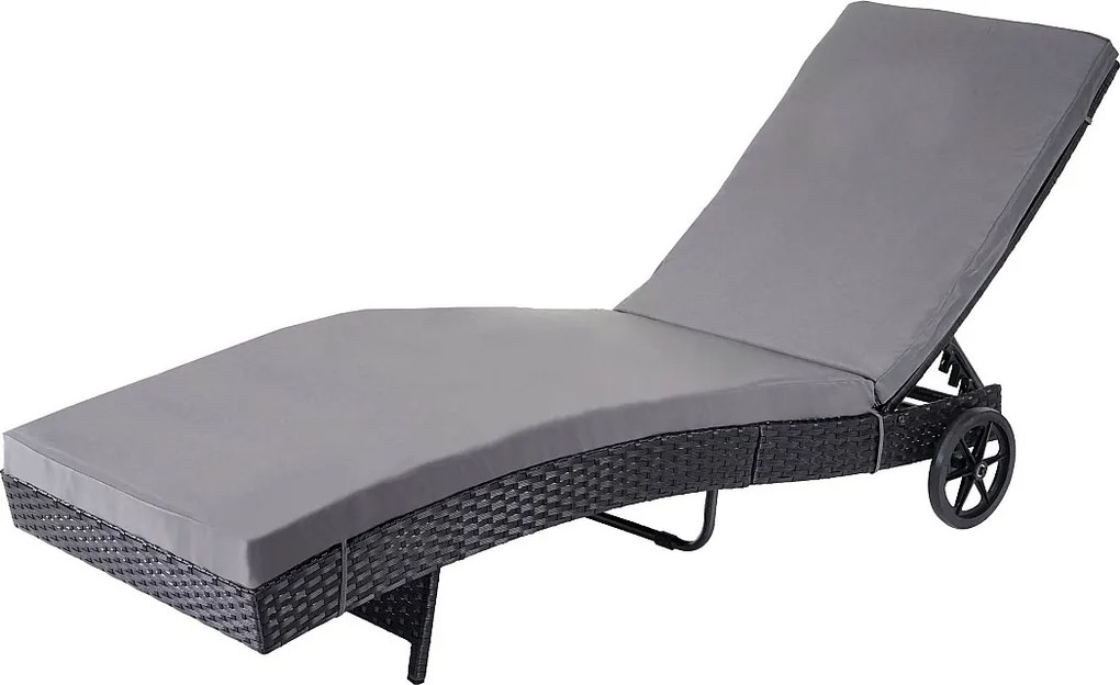 Leżak ogrodowy MCW-D80,  antracyt, ciemnoszare poduszki