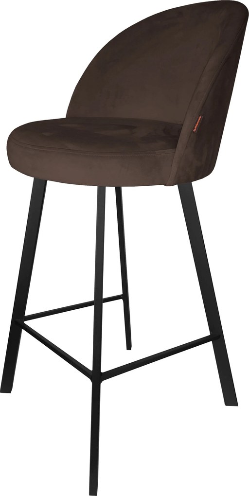 Hoker TRIX krzesło barowe tkanina Welur podstawa metalowa : Kolor nogi - Czarna profil, Kolor tkaniny - VELVET - MG05, Typ siedziska - Siedzisko stałe