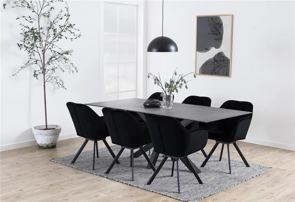 Czarny stół z ceramicznym blatem Heaven 200x100