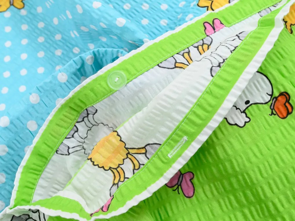 PrzytulneMieszkanie.pl PrzytulneMieszkanie.pl Pościel z kory do łóżeczka OVEČKI niebieskie Rozmiar pościeli: 45 x 65 cm | 90 x 135 cm