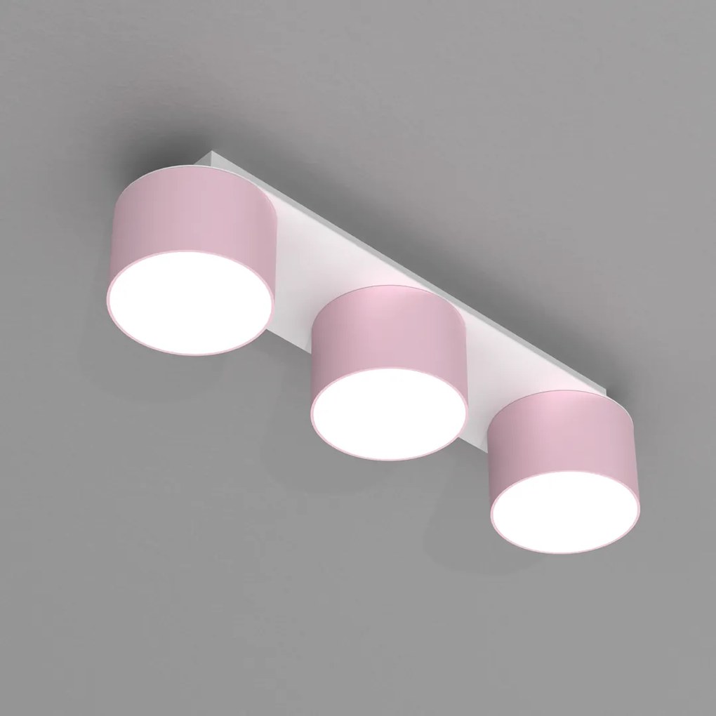 Lampa sufitowa DIXIE Pink/White 3xGX53, potrójna, na listwie, różowa