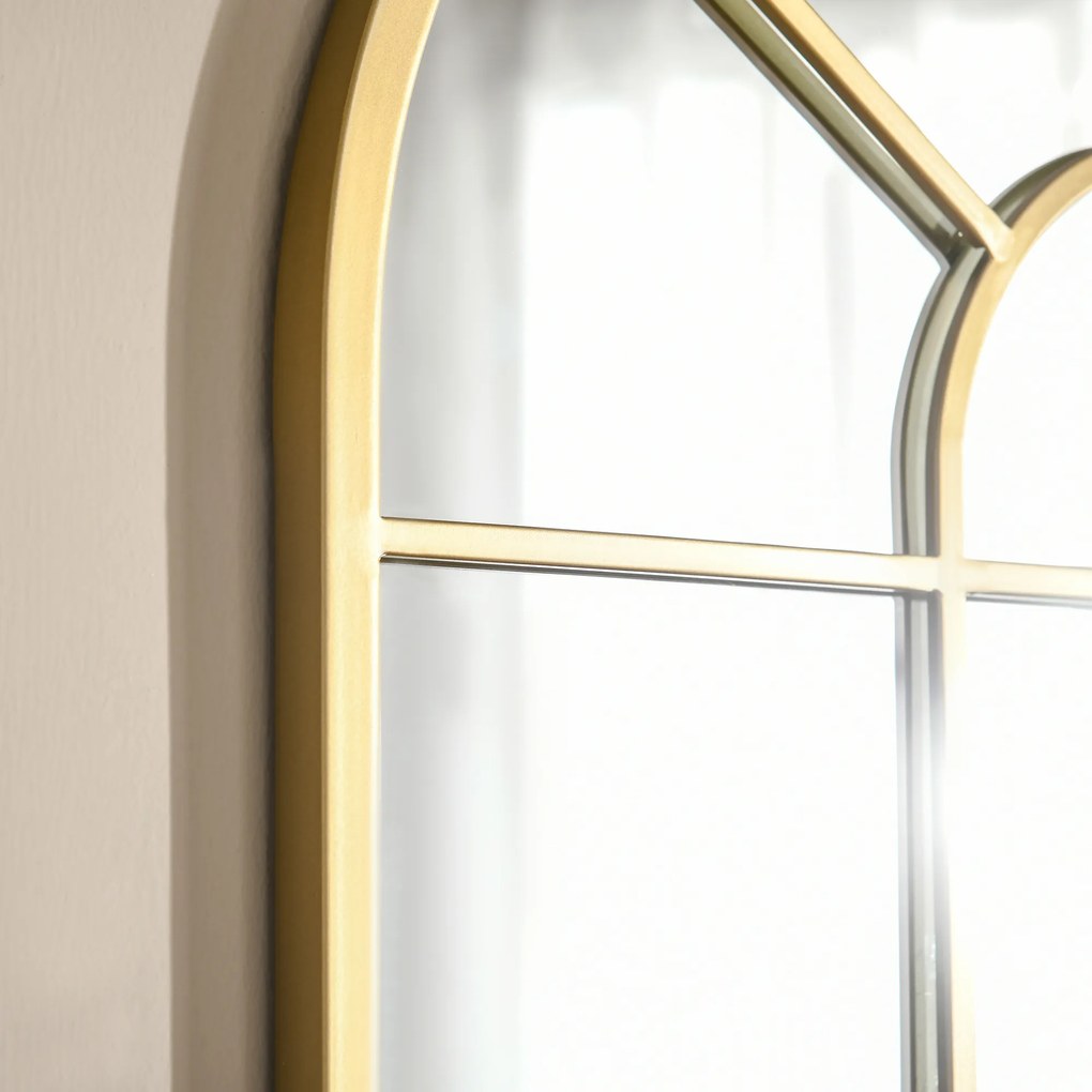 HOMCOM Lustro Okienne z Metalową Ramą, 70 x 50 cm, Złoty