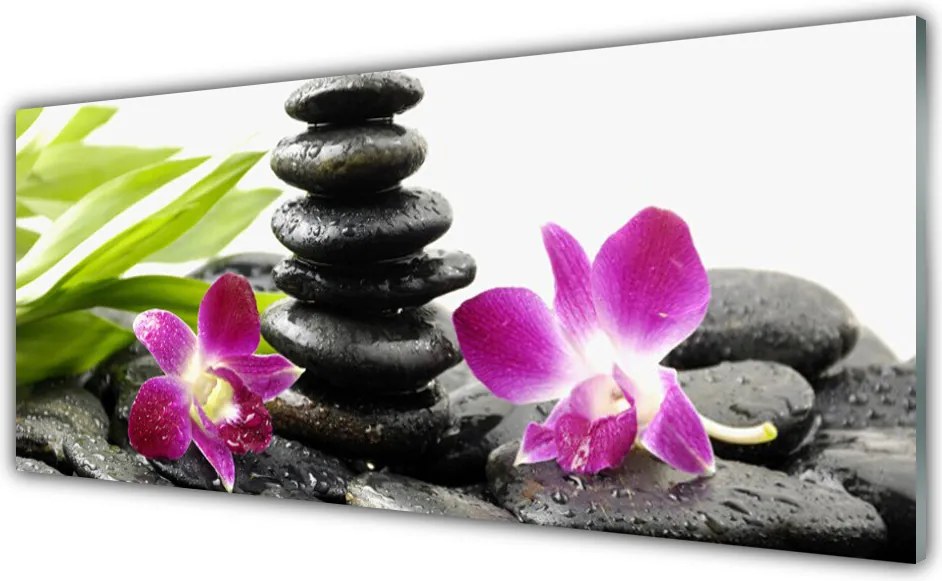 Panel Szklany Równowaga: Orchidea i Kamienie Zen