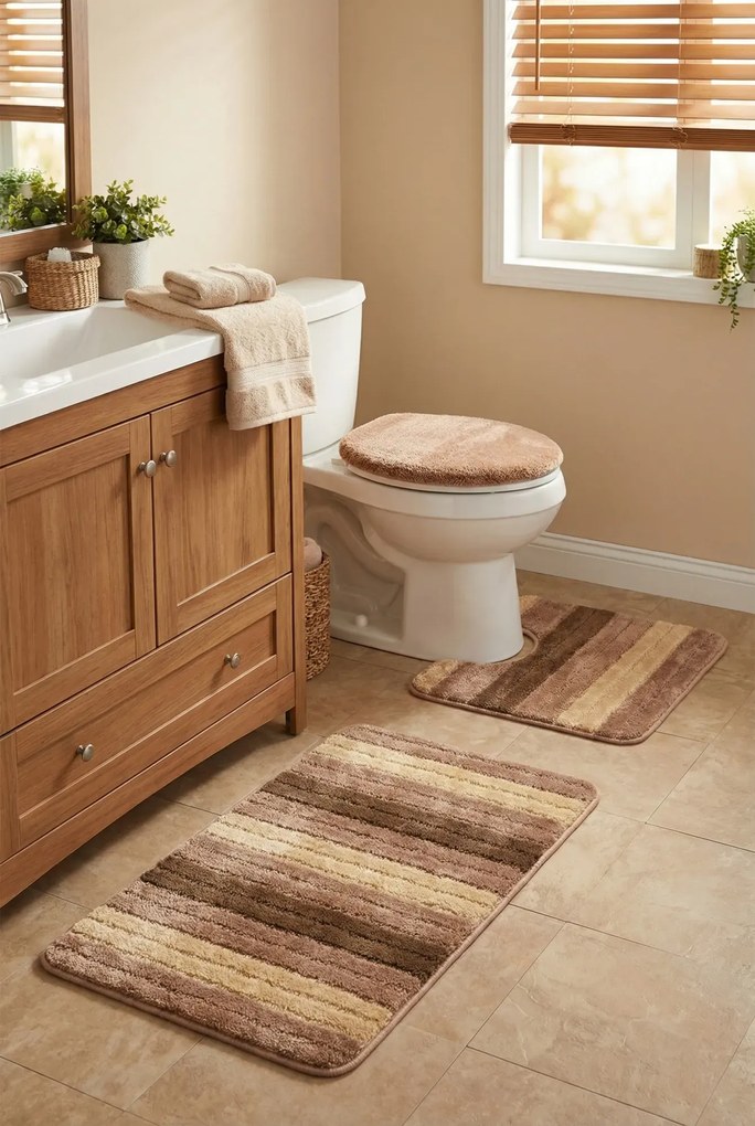 Nowoczesny 3- częściowy komplet dywaników do łazienki P0-A64