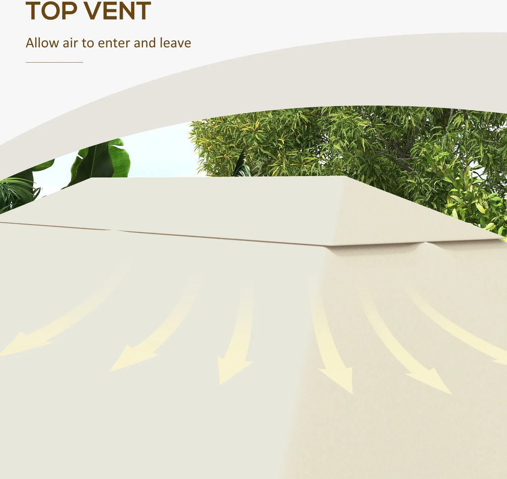 Outsunny Zastępczy Dach do Pawilonu 3 97x2 97m Ochrona UV Wodoodporność Kremowy Pokrowiec | Aosom PL