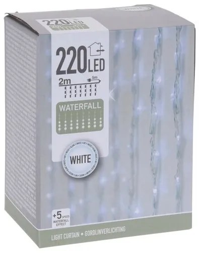 Bożonarodzeniowa zasłona świetlna Spadający deszcz 2 x 1 m, 220 LED, zimny biały