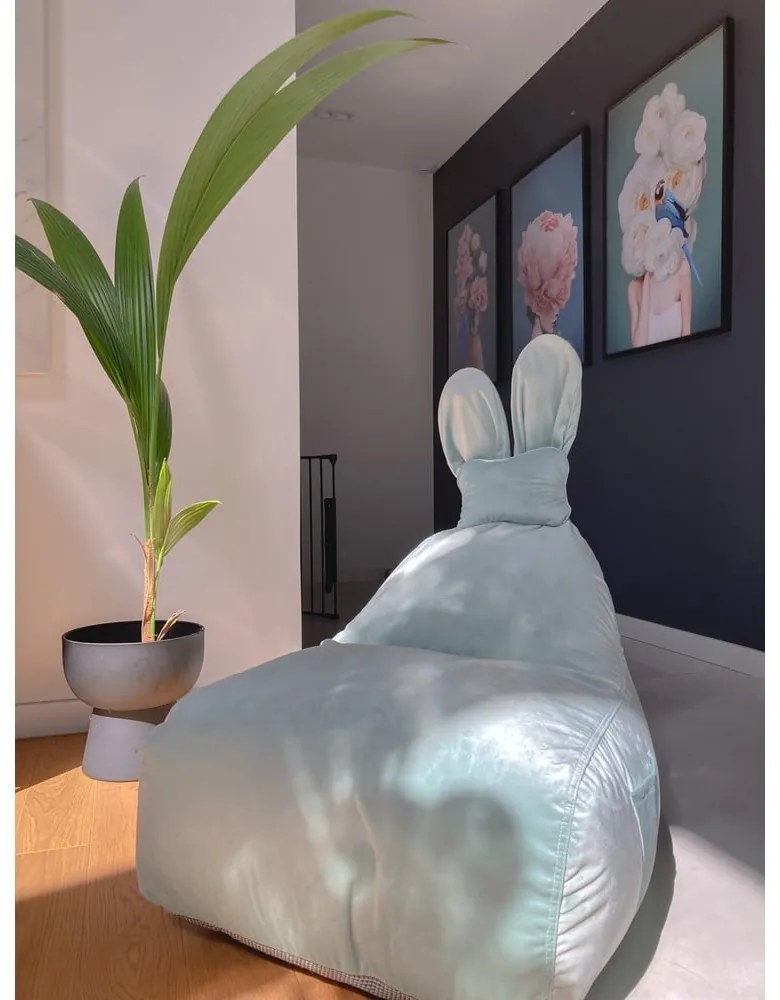 Miętowy dziecięcy worek do siedzenia Funny Bunny – The Brooklyn Kids