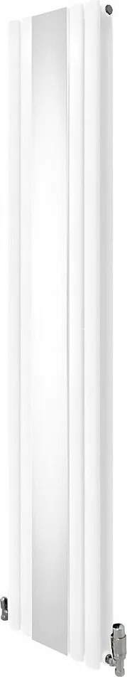 Owalny grzejnik lustrzany i zawory - 1800 mm x 380 mm - biały