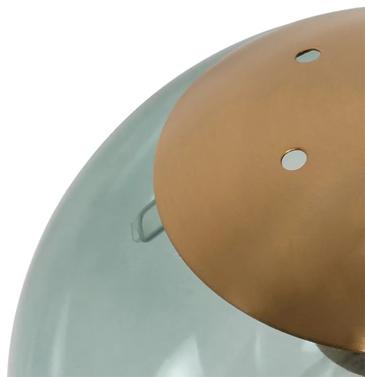 Lampa wisząca art deco mosiądz z zielonym szkłem 3-światła - Pallon ArtDeco Oswietlenie wewnetrzne
