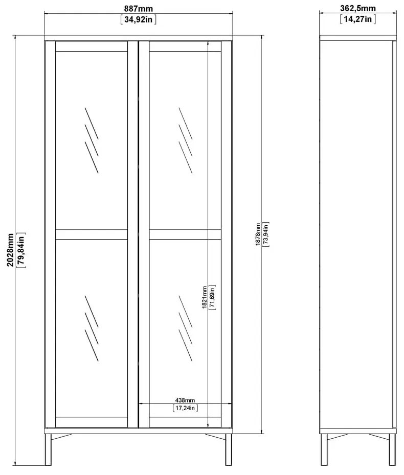 Czarno-naturalna witryna w dekorze orzecha 89x203x36 cm Roomers – Tvilum