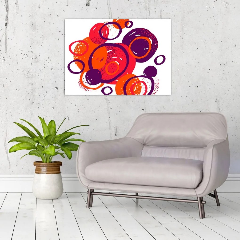 Obraz na szkle - Motyw z kółkami w ciepłych kolorach (70x50 cm)