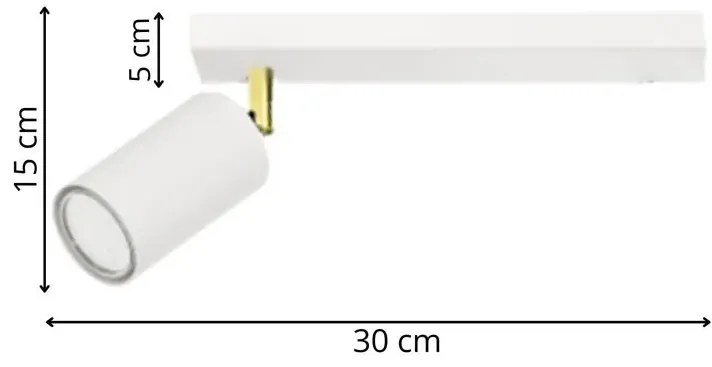 Biały plafon z jednym reflektorkiem - 3X A302 S6-M56