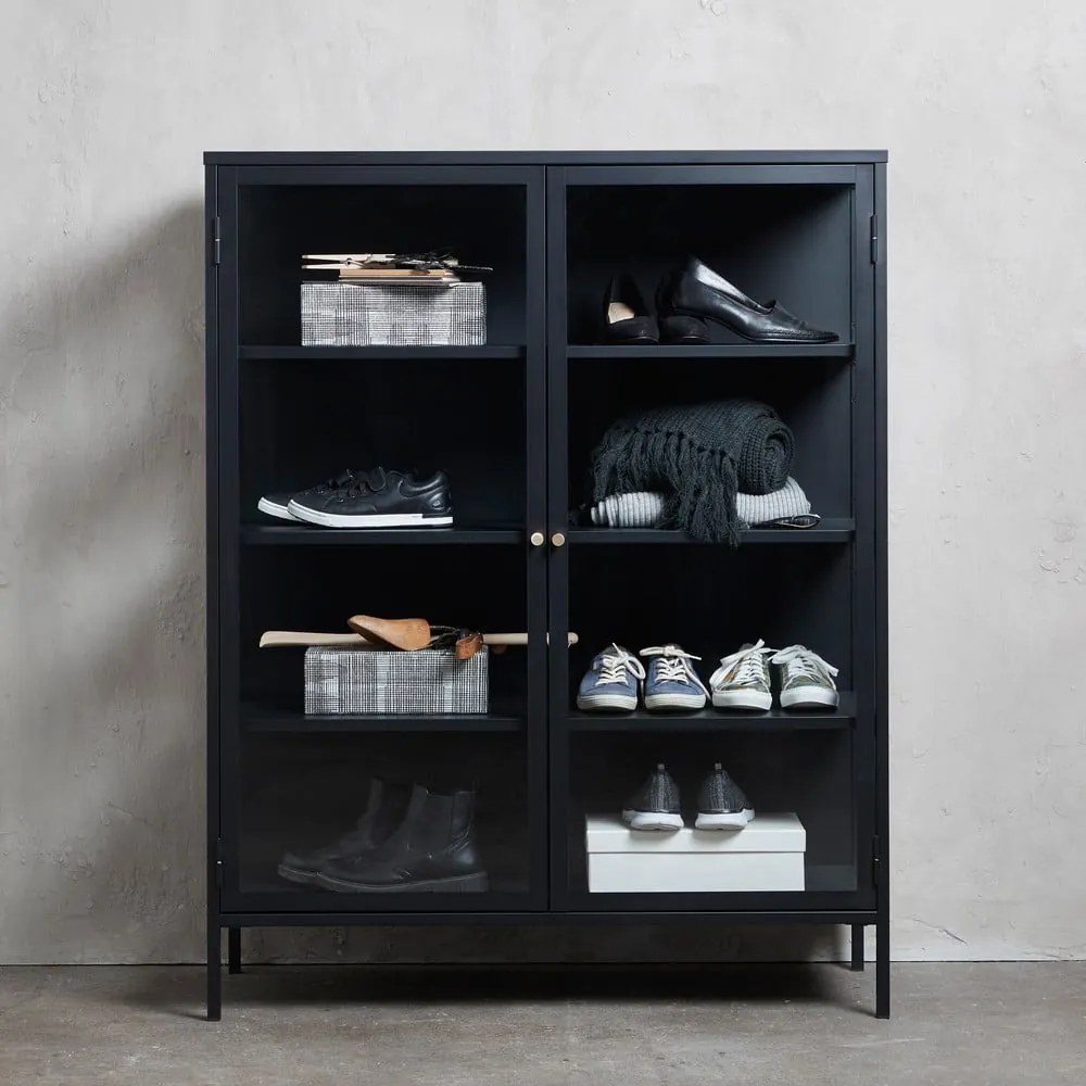 Czarna metalowa witryna 110x140 cm Carmel – Unique Furniture