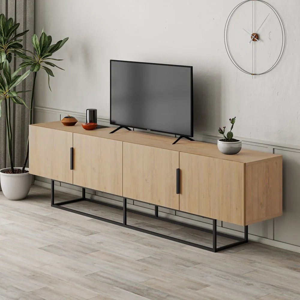 Szafka pod TV w dekorze dębu 200x55 cm Titan – Marckeric