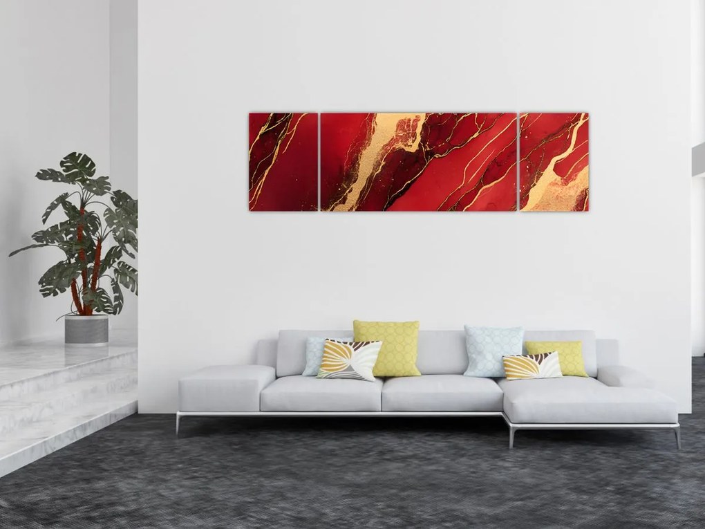 Obraz - Czerwono-złoty marmur (170x50 cm)